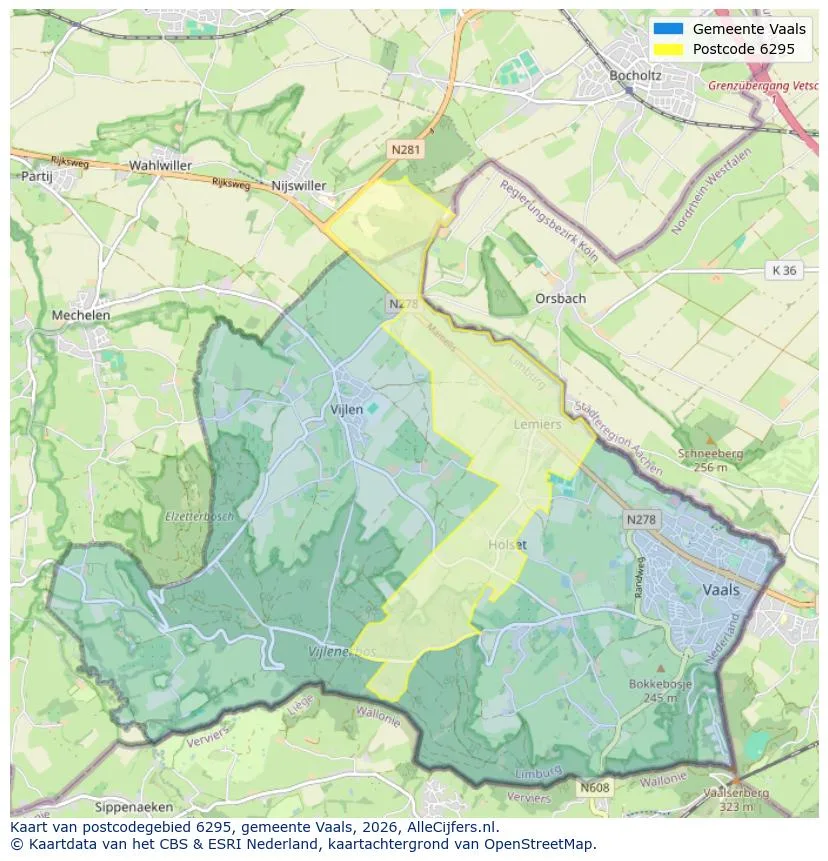 Mapa de códigos postales para 6295