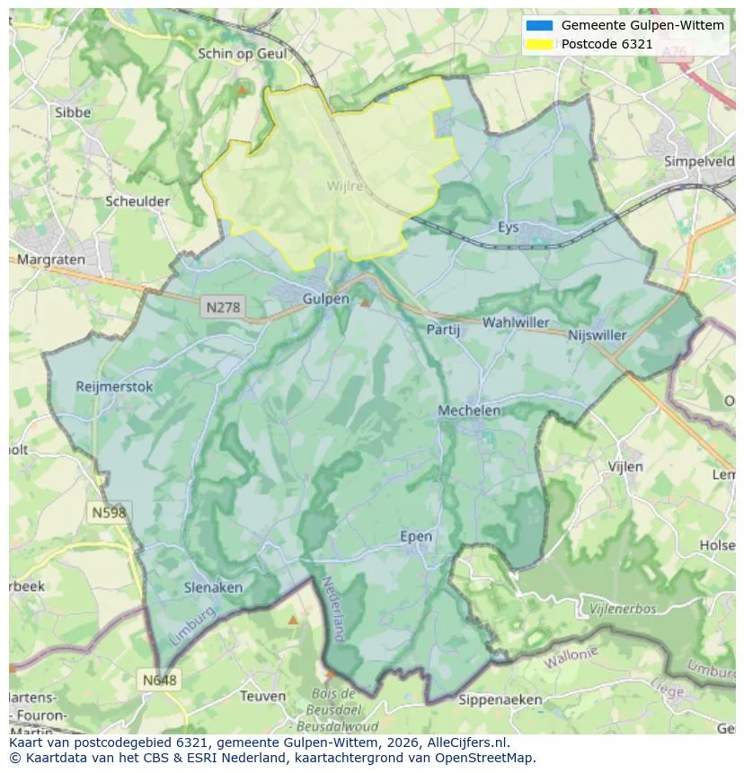 Postcodekaart voor 6321