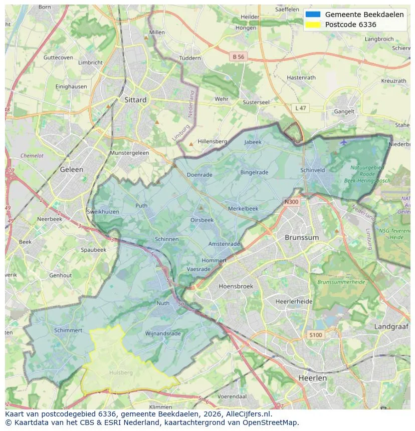 Postcodekaart voor 6336