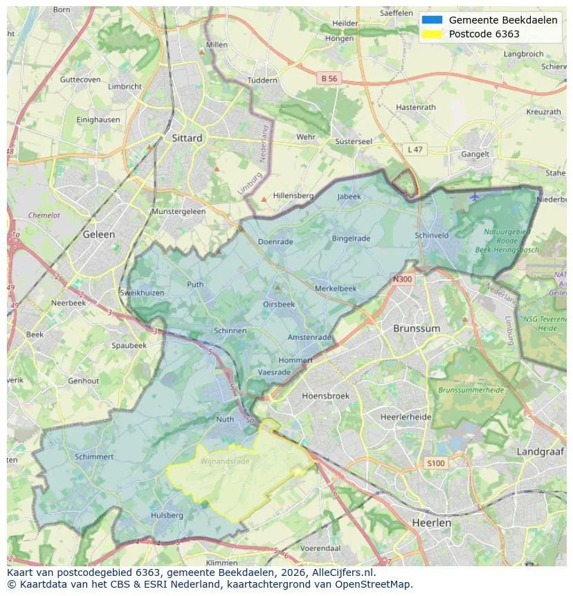 Postcodekaart voor 6363