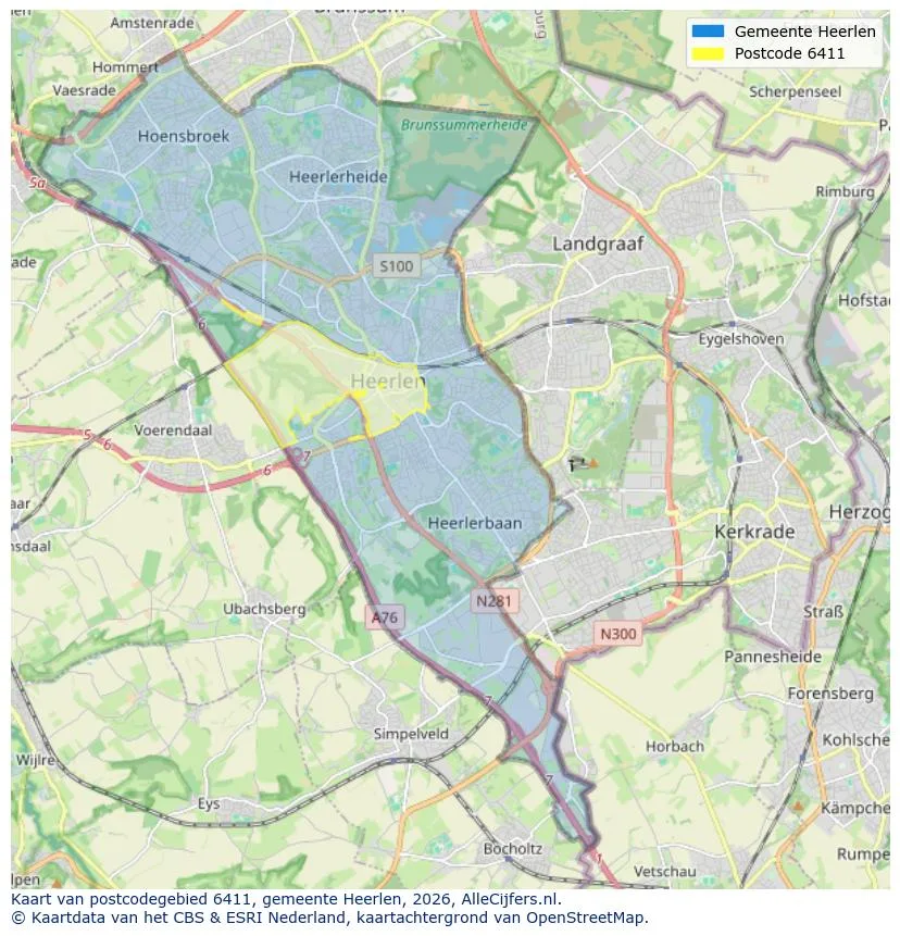 Mapa de códigos postales para 6411