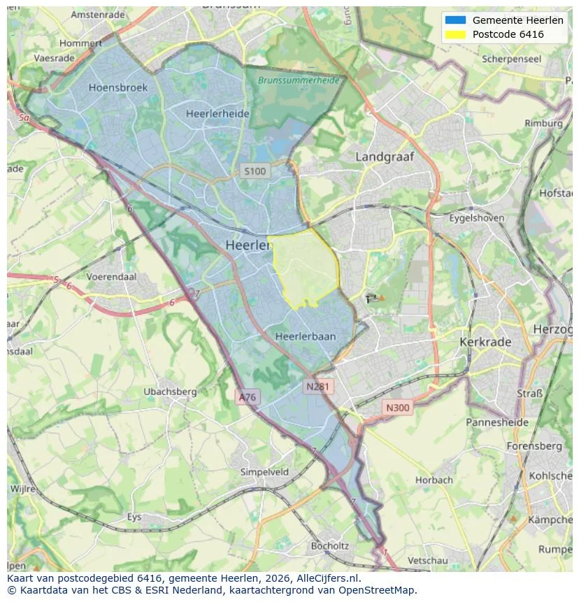 Postcodekaart voor 6416