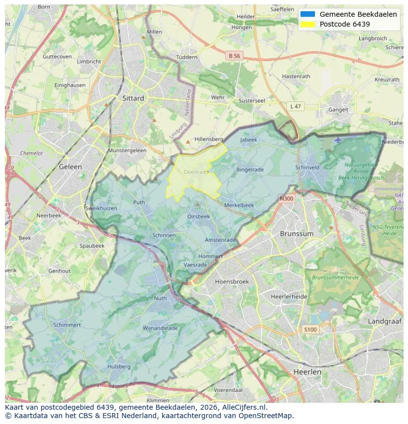 Postcodekaart voor 6439