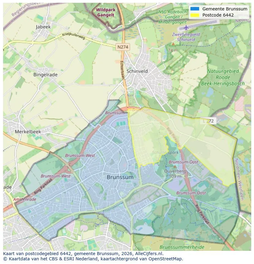Mapa de códigos postales para 6442
