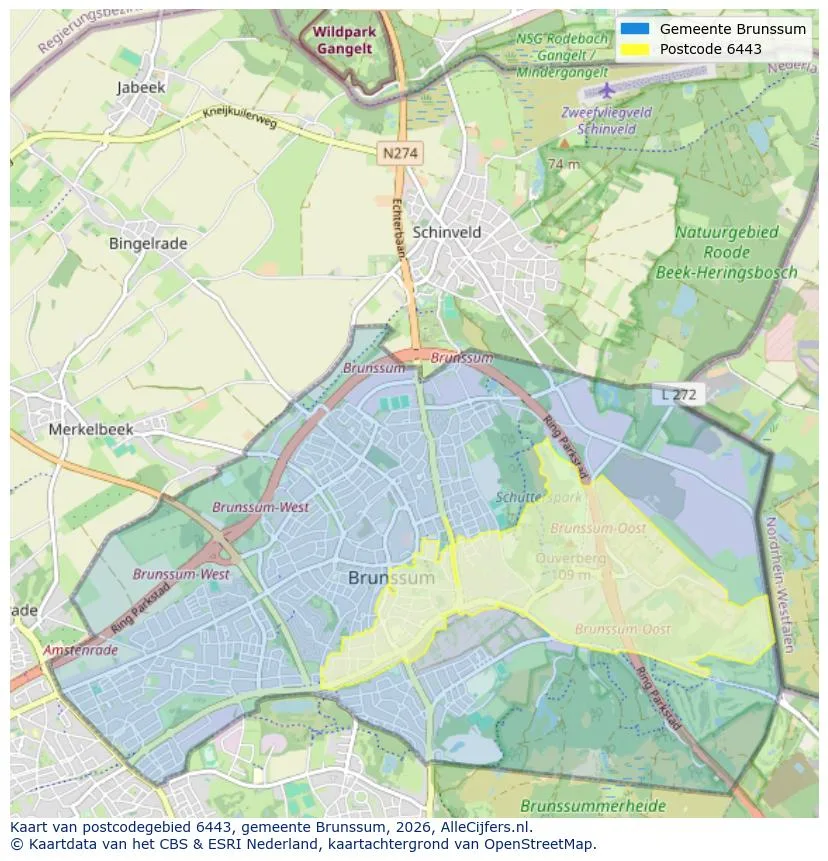 Mapa de códigos postales para 6443