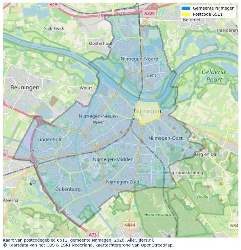 Mapa de códigos postales para 6511