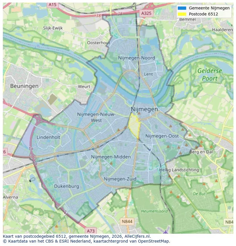 Postcodekaart voor 6512