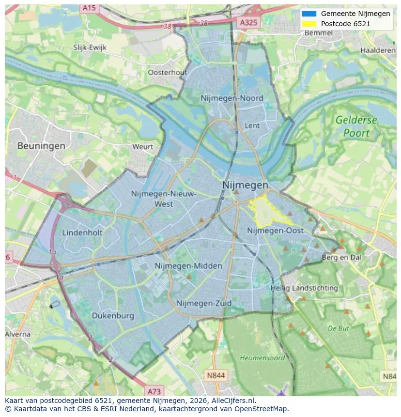 Postcodekaart voor 6521