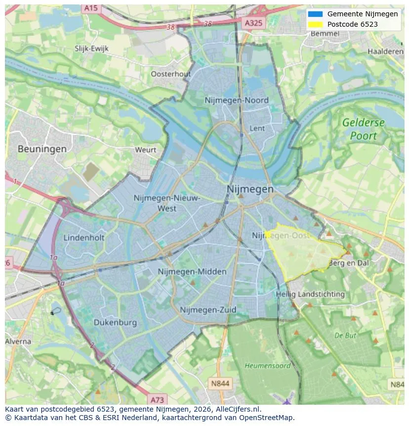 Postcodekaart voor 6523
