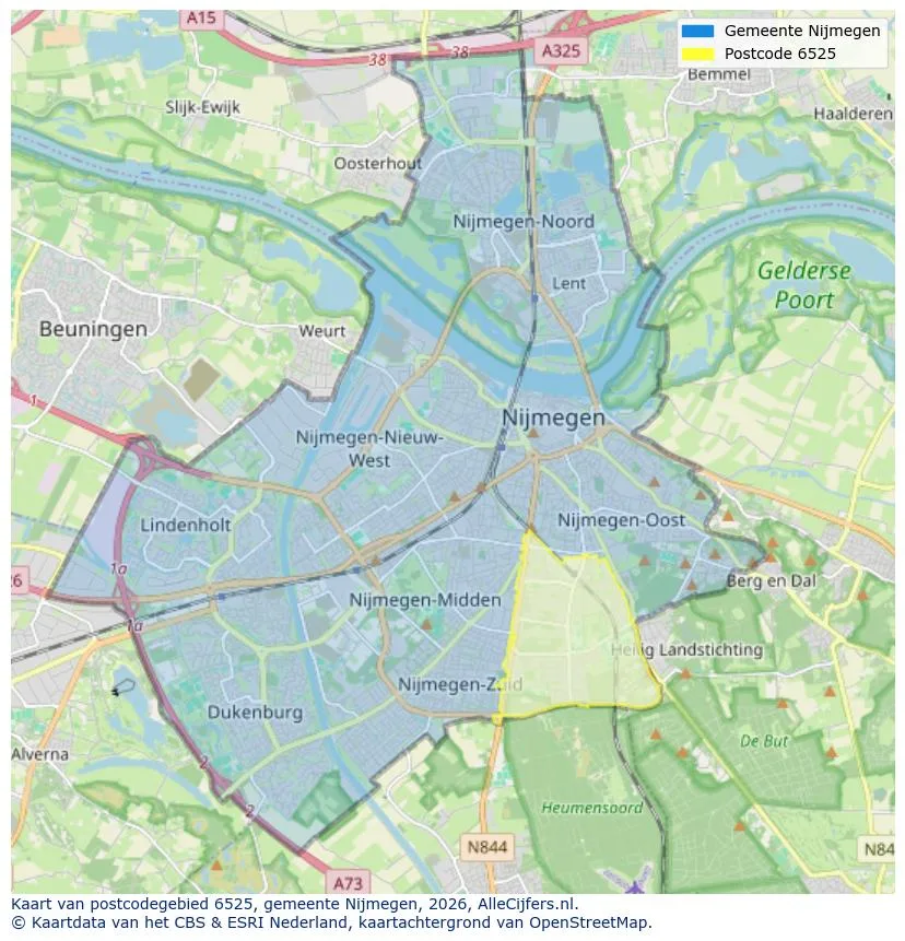 Postcodekaart voor 6525