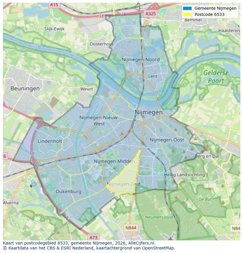 Postcodekaart voor 6533