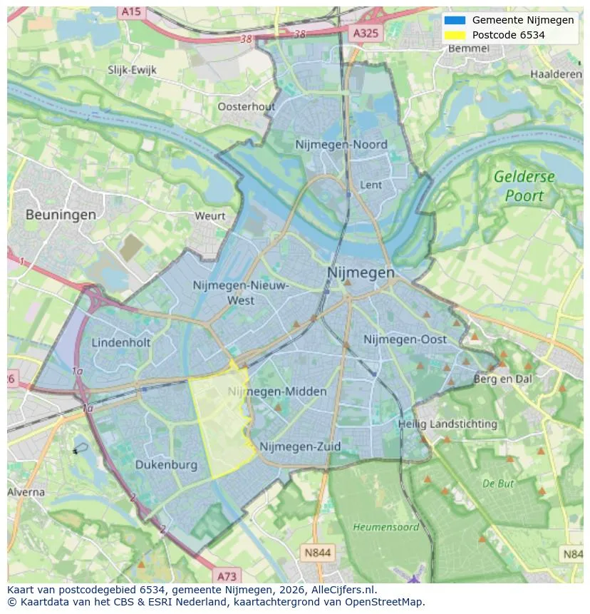 Postcodekaart voor 6534
