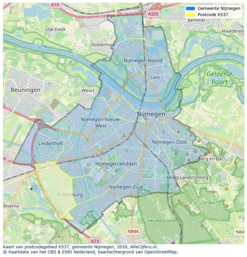 Postcodekaart voor 6537