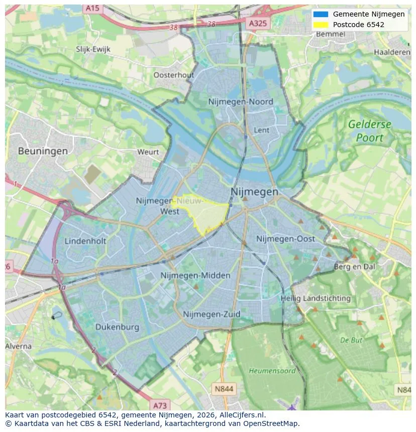 Postcodekaart voor 6542