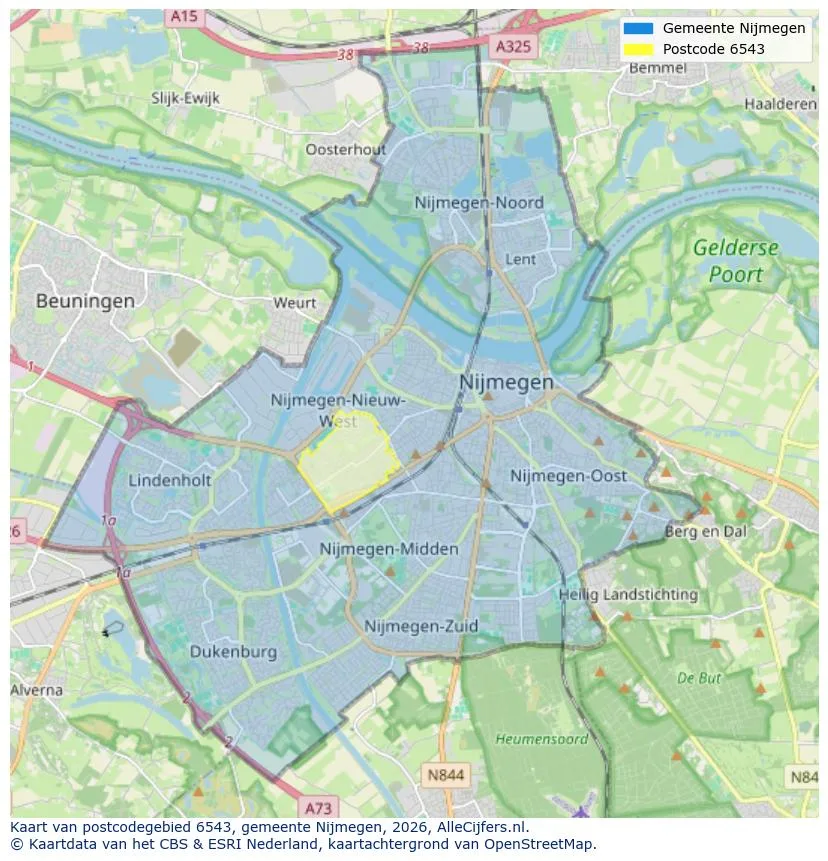 Postcodekaart voor 6543