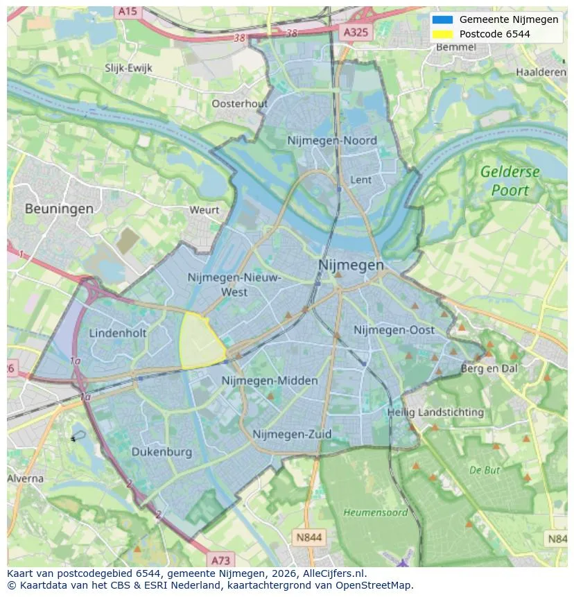 Postcodekaart voor 6544