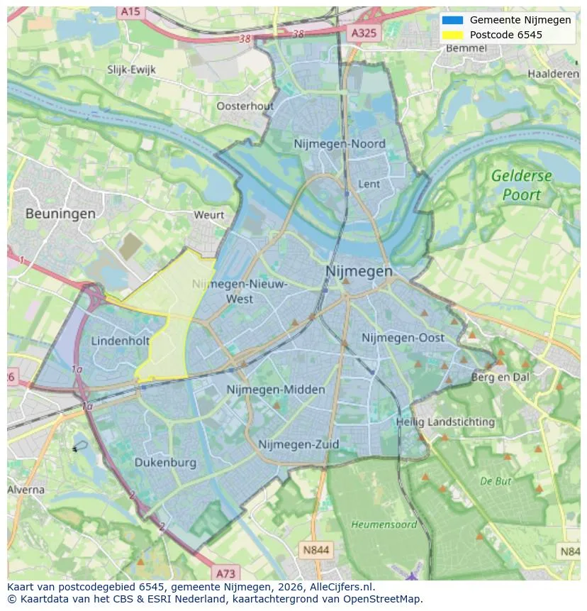 Postcodekaart voor 6545