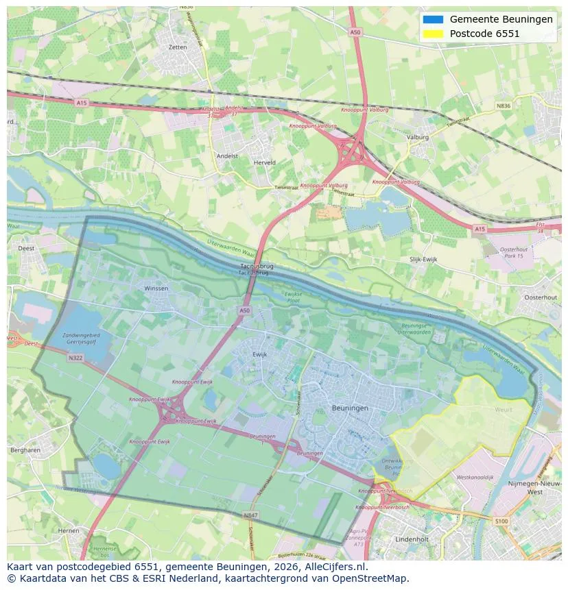 Postcodekaart voor 6551
