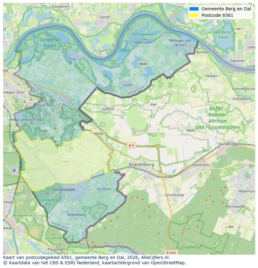 Postcodekaart voor 6561