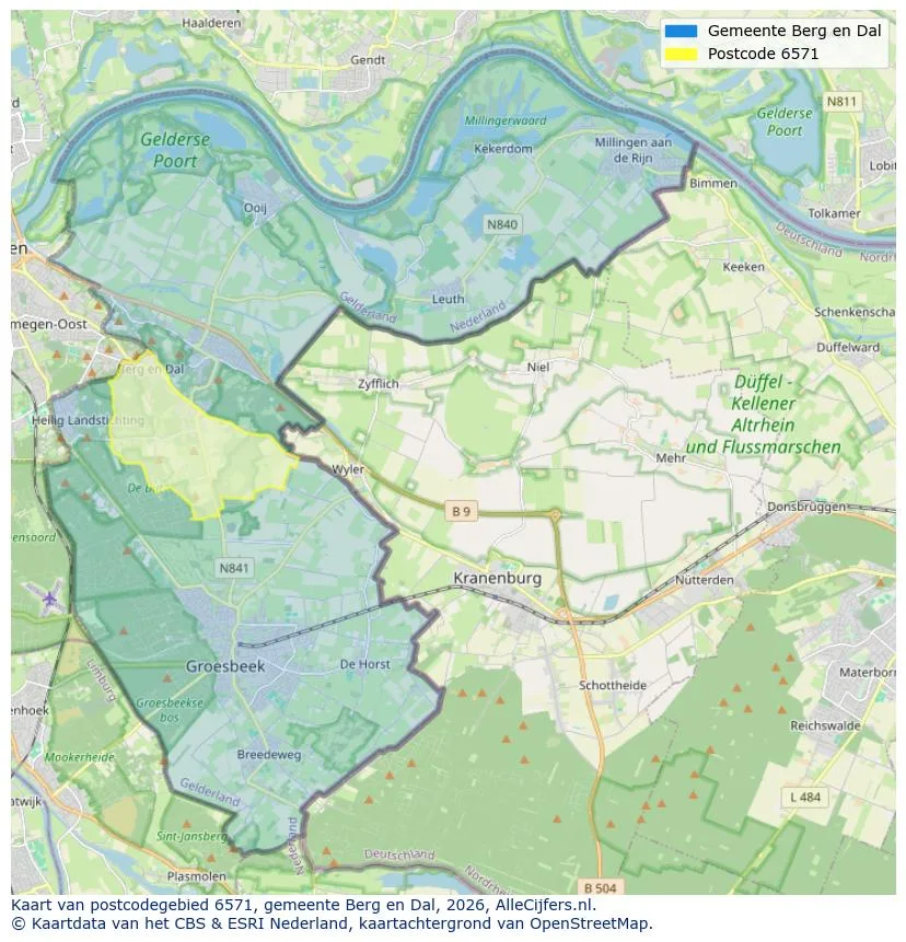 Postcodekaart voor 6571