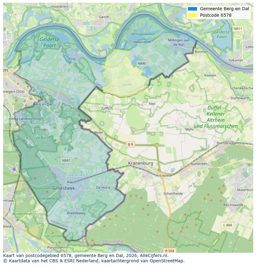 Postcodekaart voor 6578