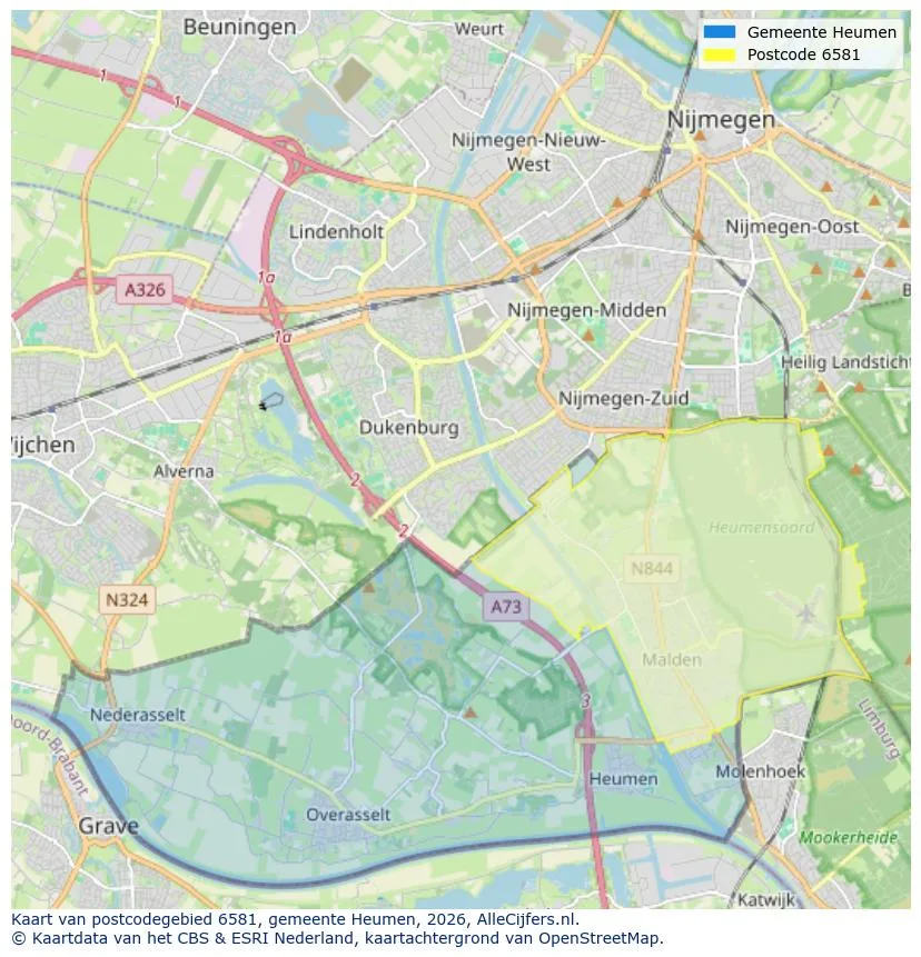Postcodekaart voor 6581