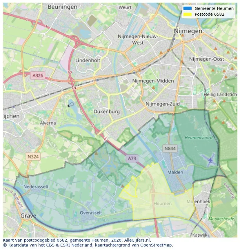 Mapa de códigos postales para 6582