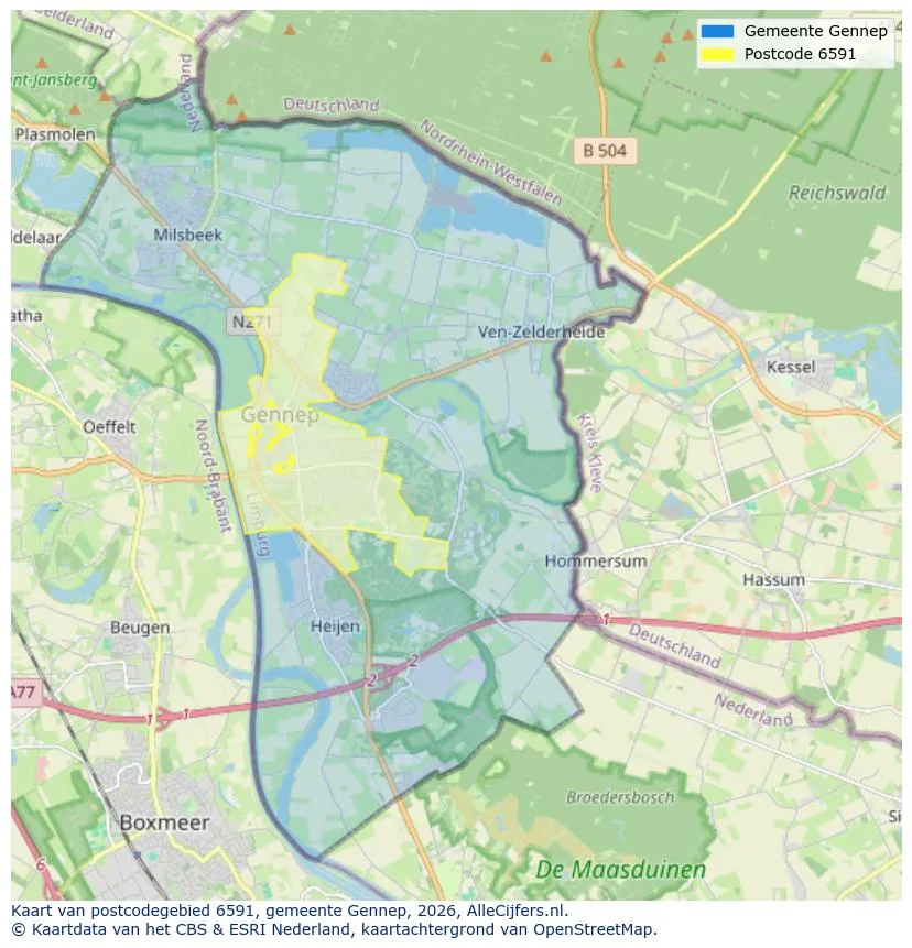 Postcodekaart voor 6591