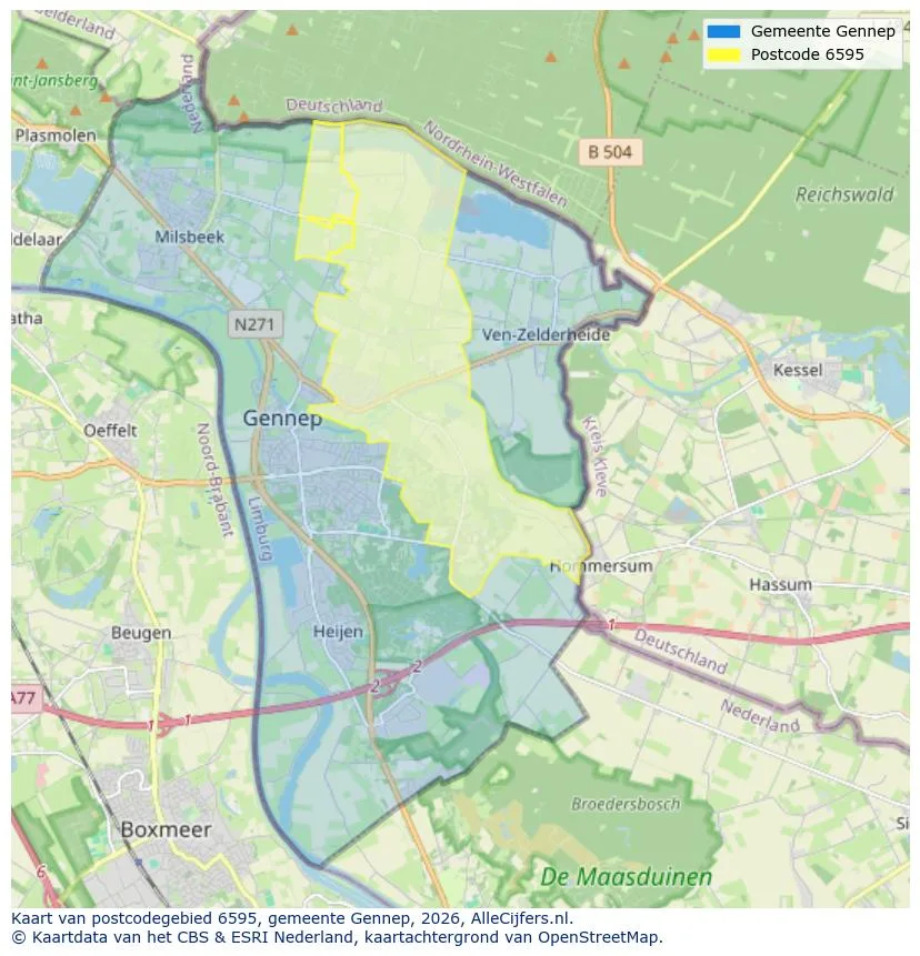 Mapa de códigos postales para 6595