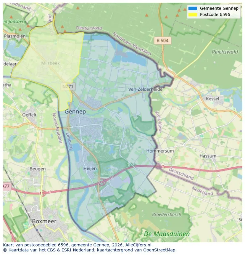 Mapa de códigos postales para 6596
