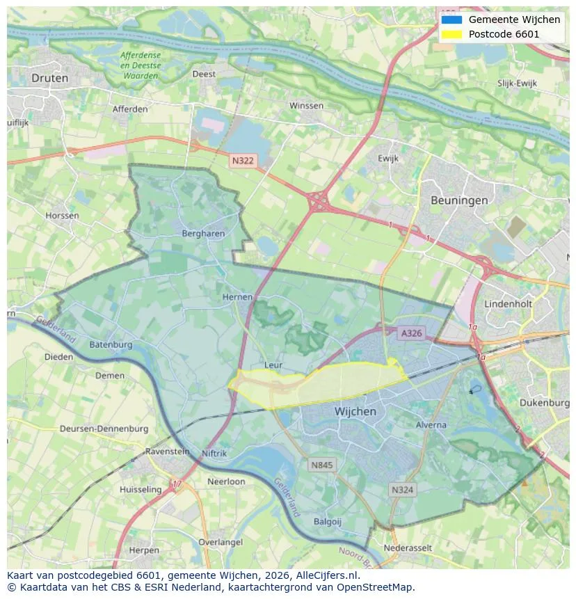 Postcodekaart voor 6601