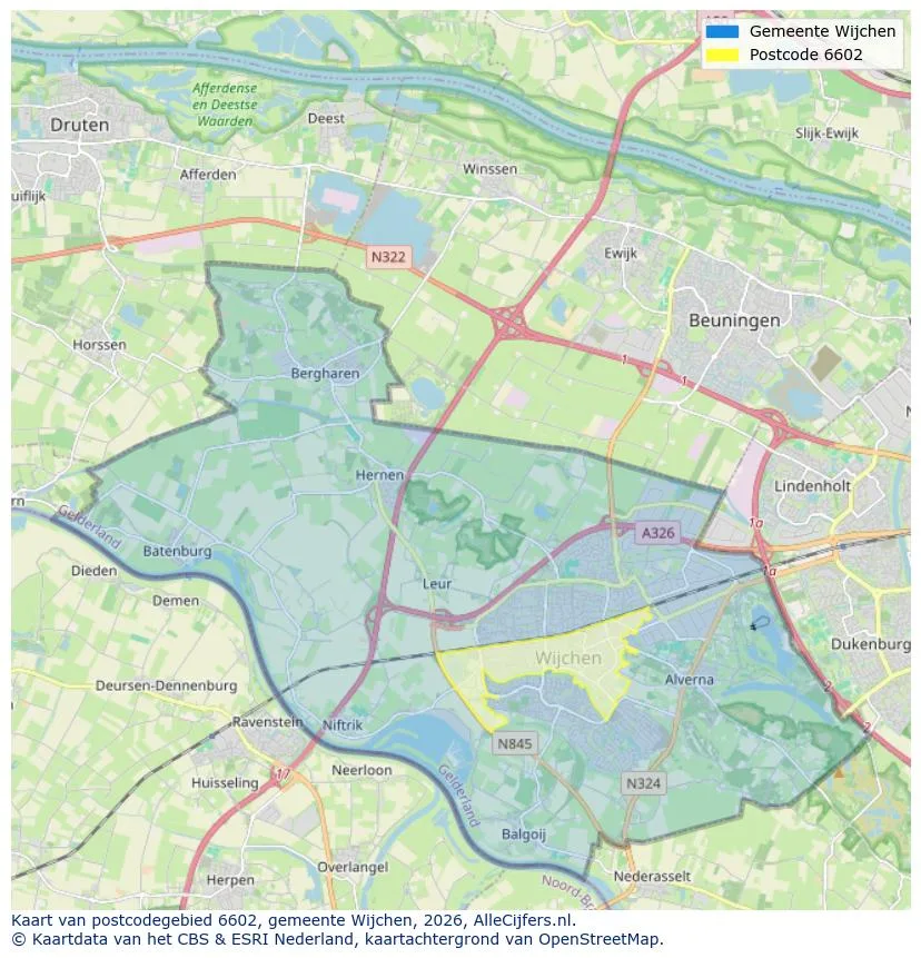 Postcodekaart voor 6602