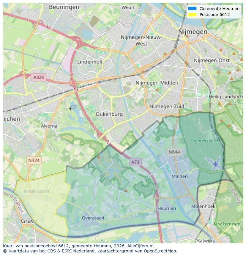Postcodekaart voor 6612