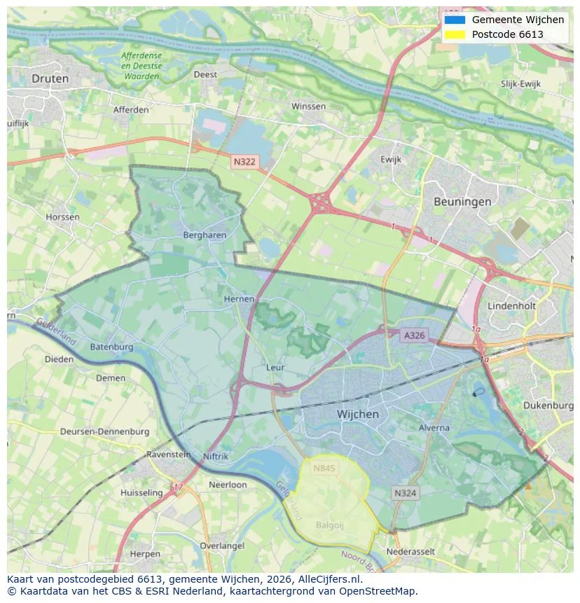 Postcodekaart voor 6613