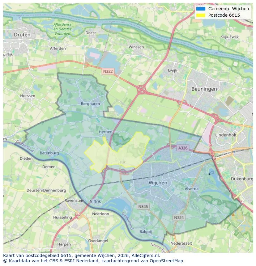 Mapa de códigos postales para 6615