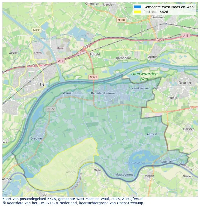 Postcodekaart voor 6626