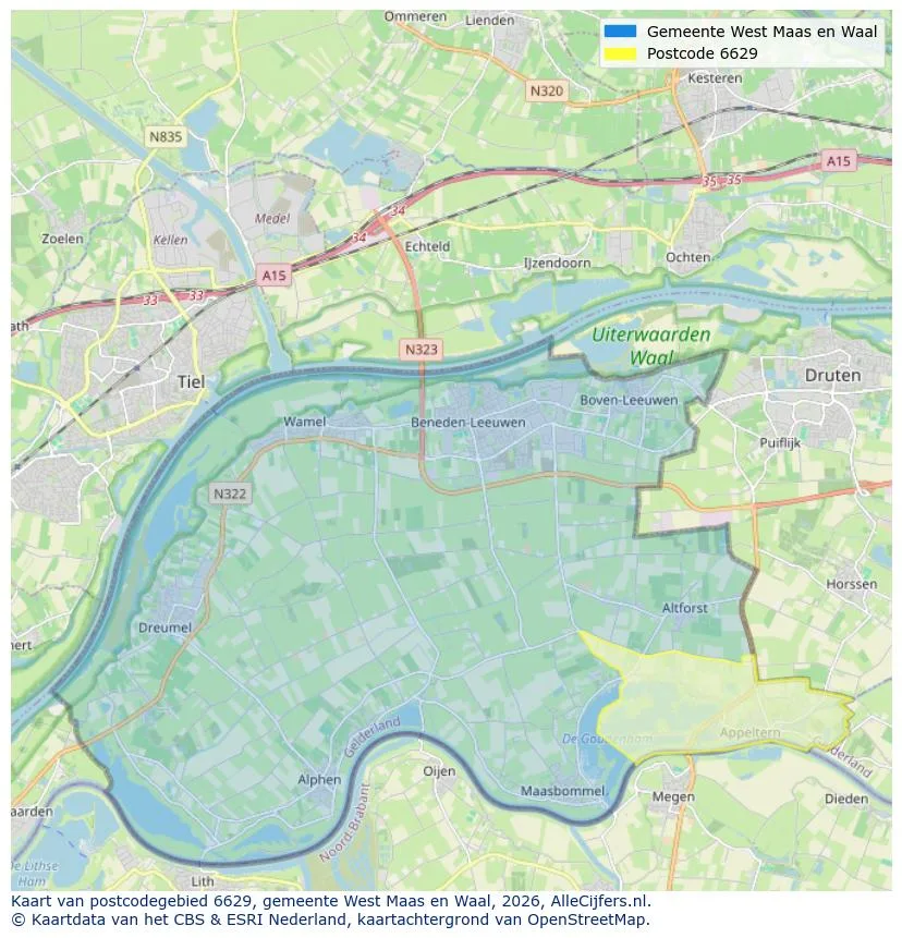 Mapa de códigos postales para 6629