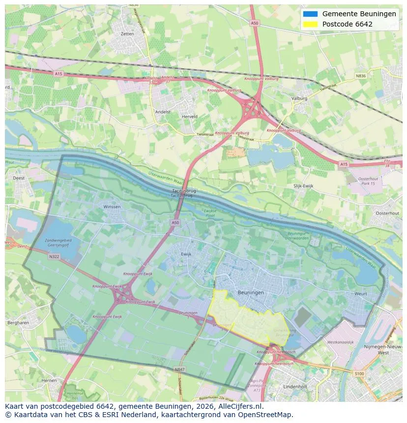 Postcodekaart voor 6642