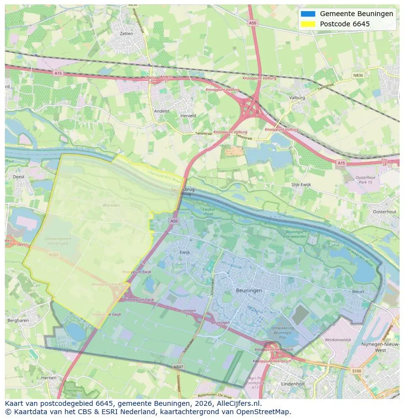 Postcodekaart voor 6645