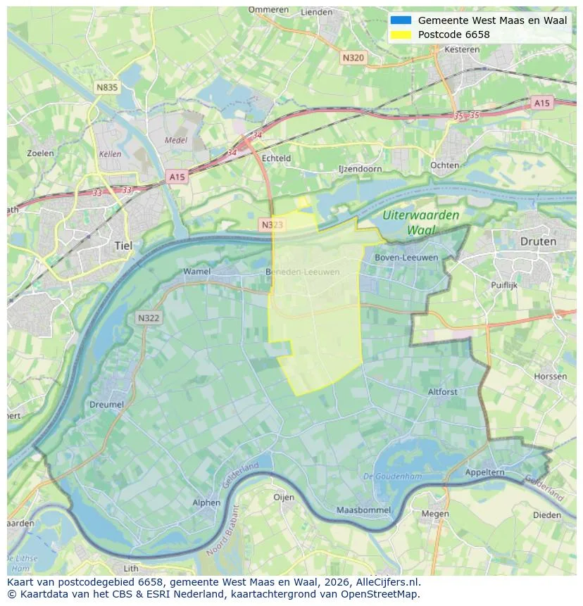 Postcodekaart voor 6658