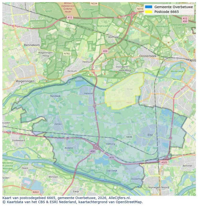 Postcodekaart voor 6665