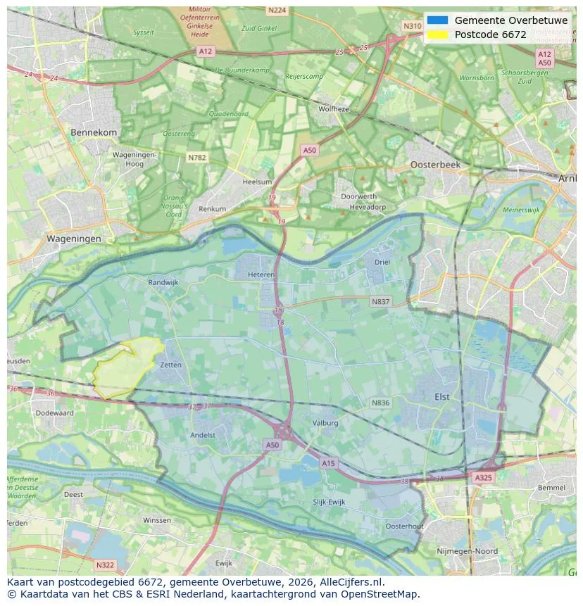 Postcodekaart voor 6672