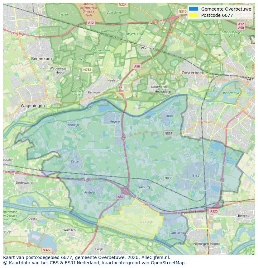 Postcodekaart voor 6677