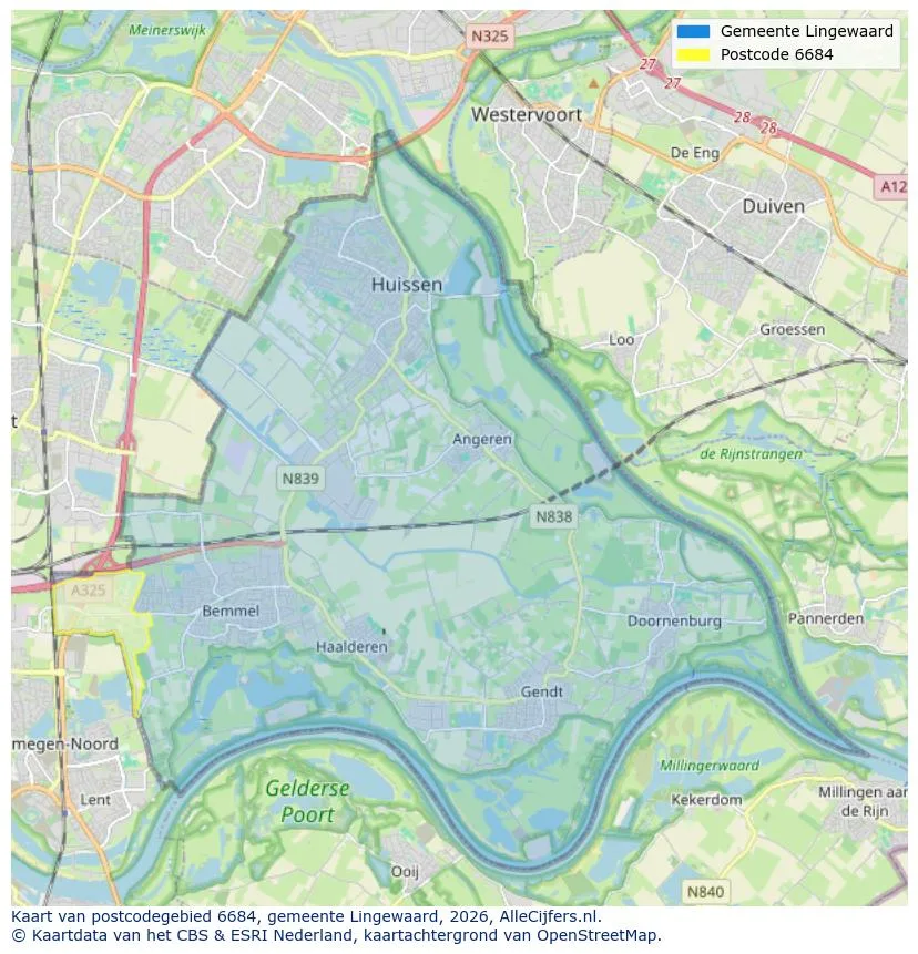 Postcodekaart voor 6684