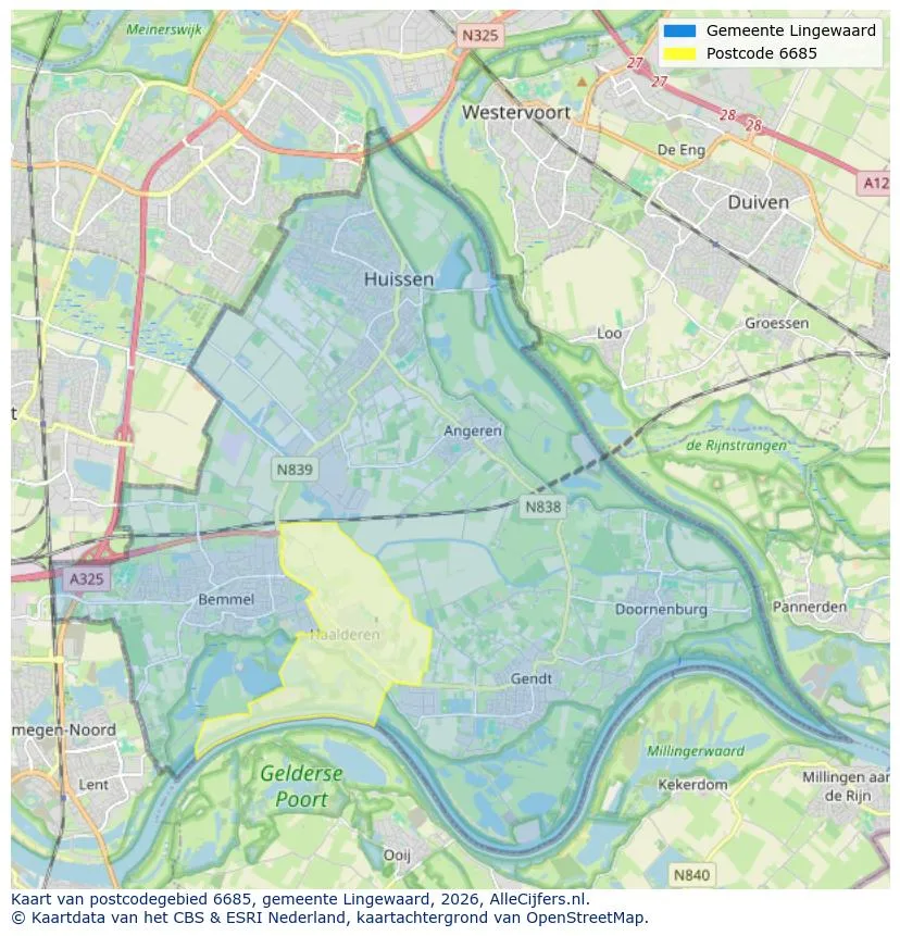 Postcodekaart voor 6685