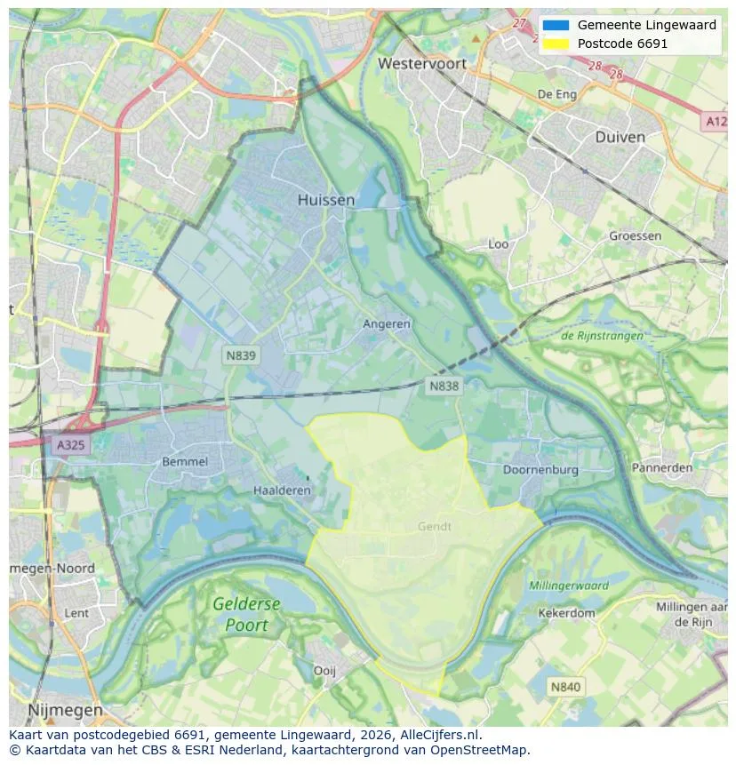 Postcodekaart voor 6691