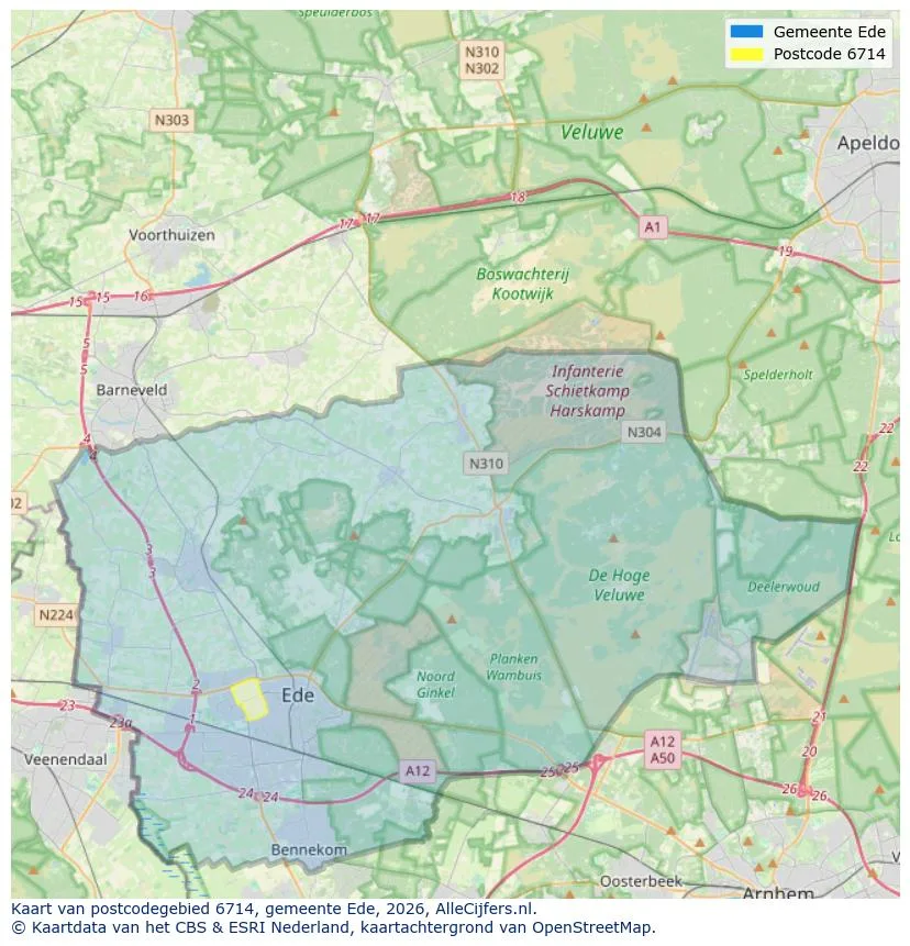 Mapa de códigos postales para 6714