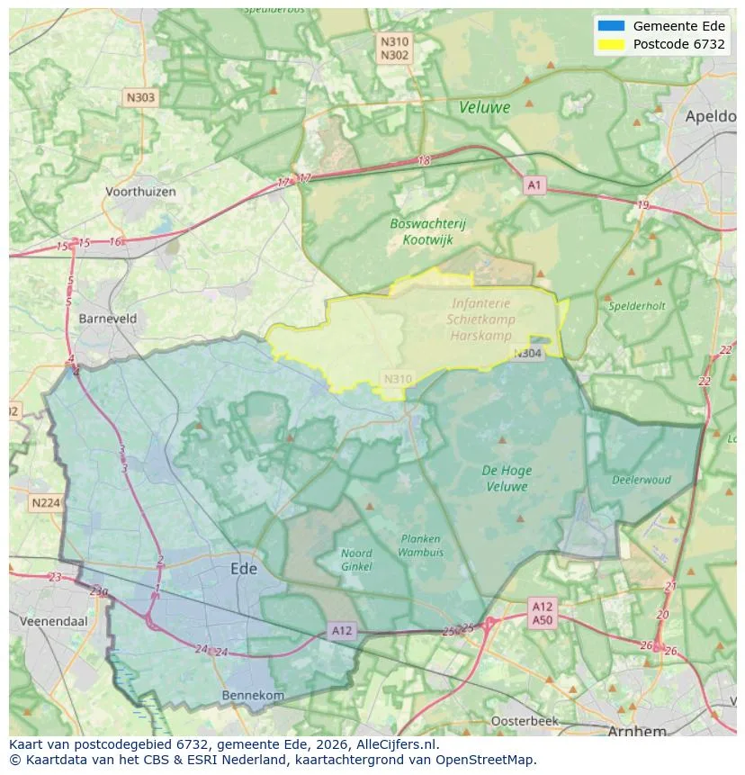 Postcode map for 6732