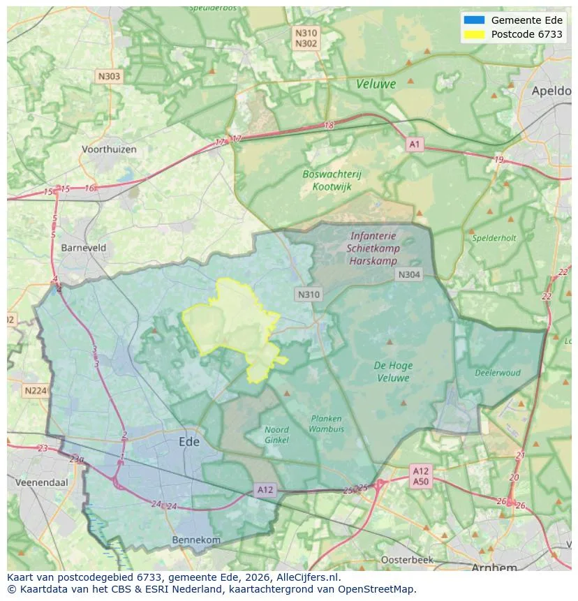 Mapa de códigos postales para 6733