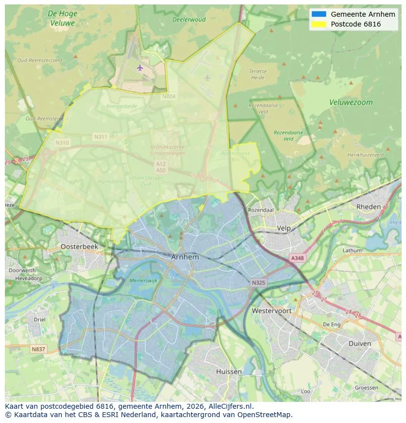 Postcodekaart voor 6816